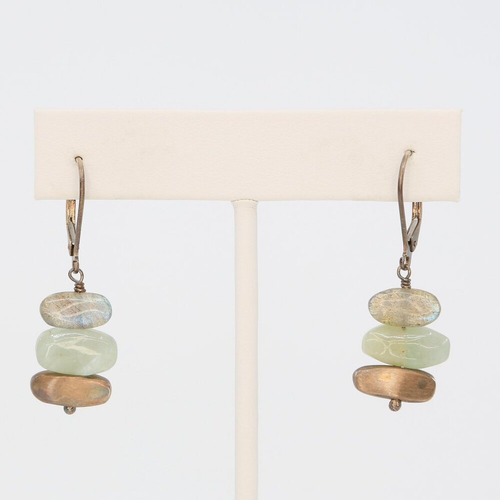 Philippa Roberts 925 Sterling Silver Labradorite Aquamarine and Earrings 1990s